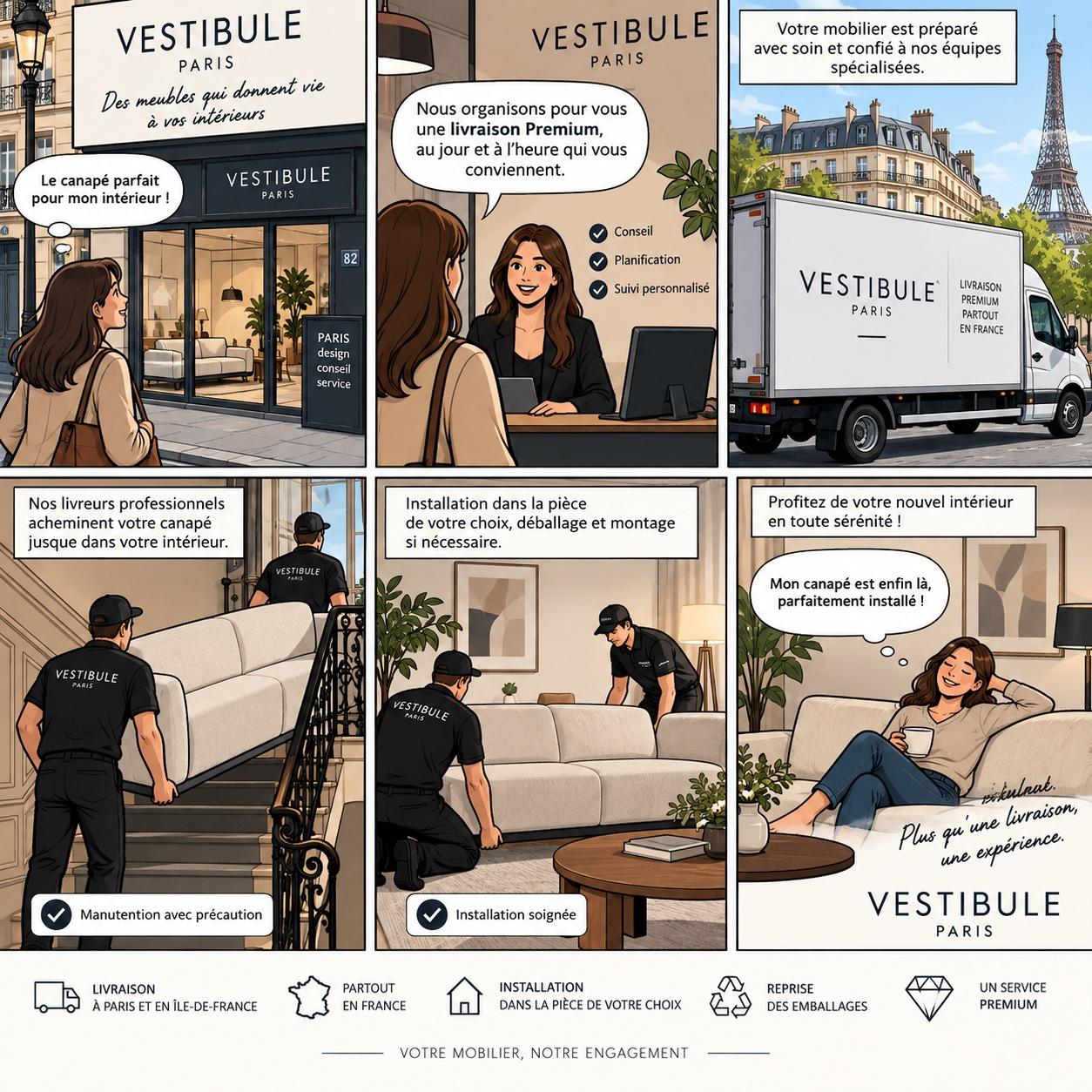Livraison de meubles et canapés : le service Premium Vestibule Paris